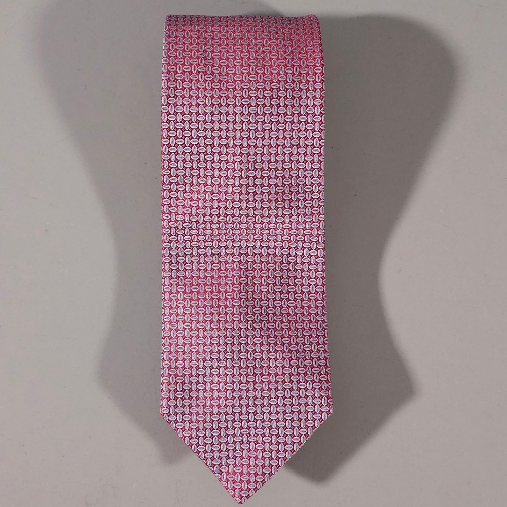Barneys New York Necktie Mens OS Red Geometric Silk Made in Italy Micro Pattern